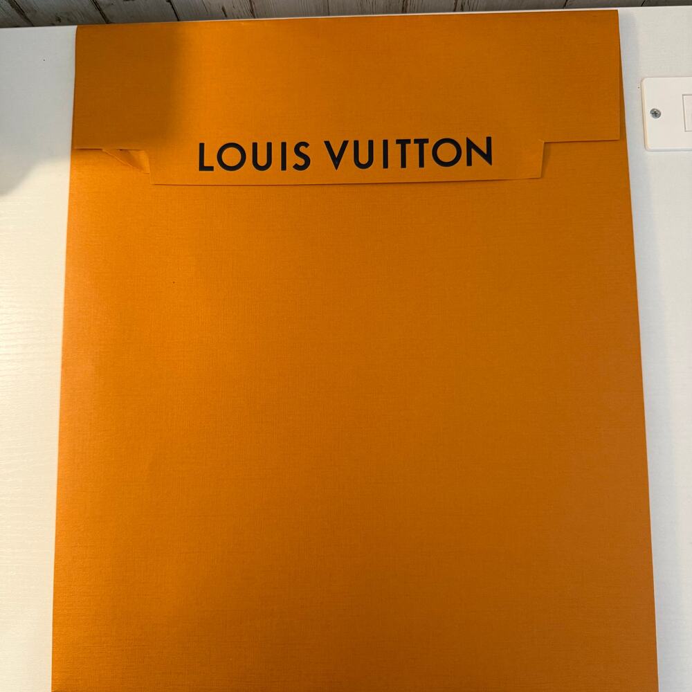Louis Vuitton Large Orange Gift Envelope Packaging Sleeve Black Logo 17x13